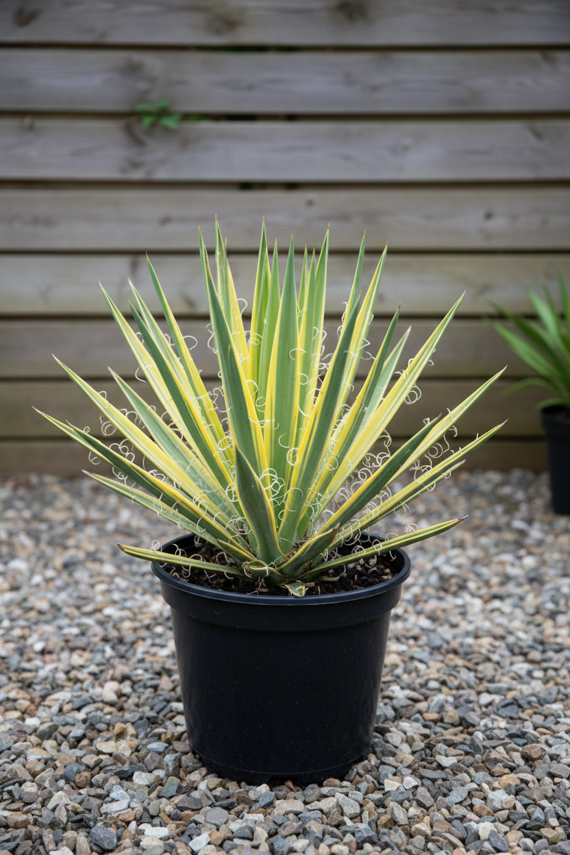 Palmlilie Color Guard gelbgrün panaschiert winterhart Steingarten Malsch Karlsruhe - Gesamtansicht